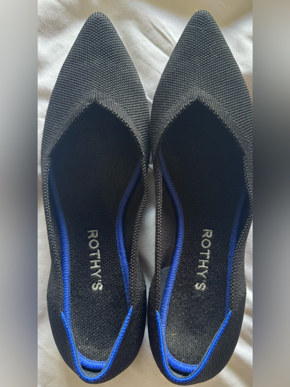 Rothy's Black Flats with Blue Trim - Picture 3 of 6